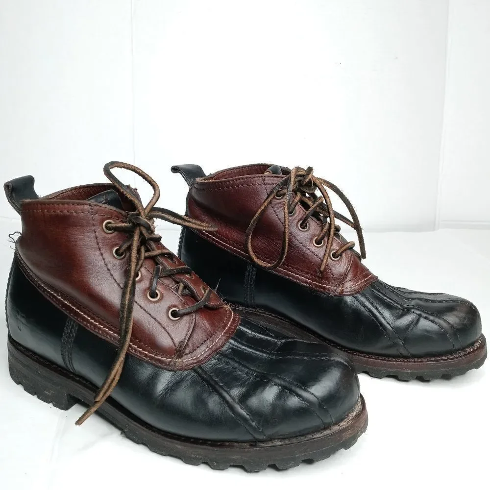 Frye Warren Duckboot Boots in black and brown Size 8.